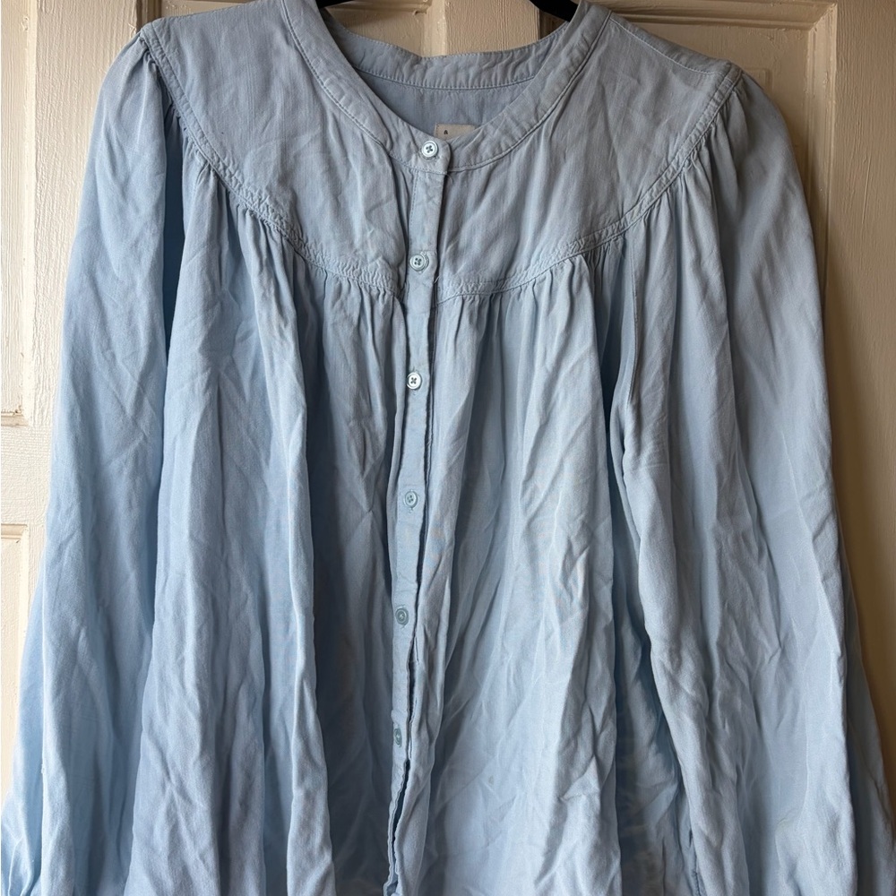 Light Blue Button-Up Blouse